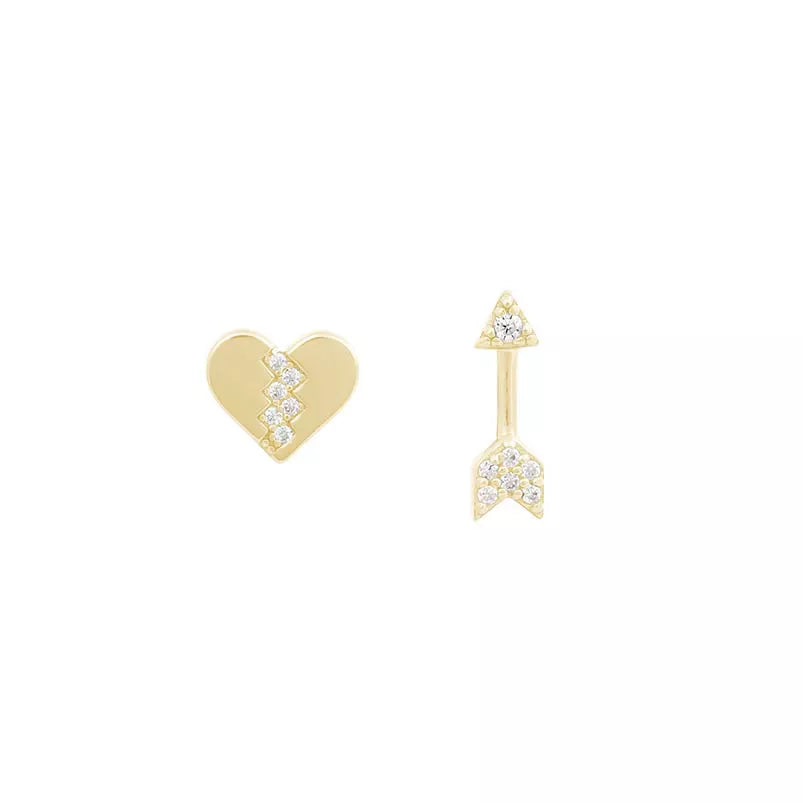 Heart & Arrow Studs Gold